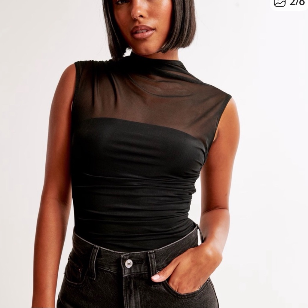 Abercrombie Black Mesh Bodysuit